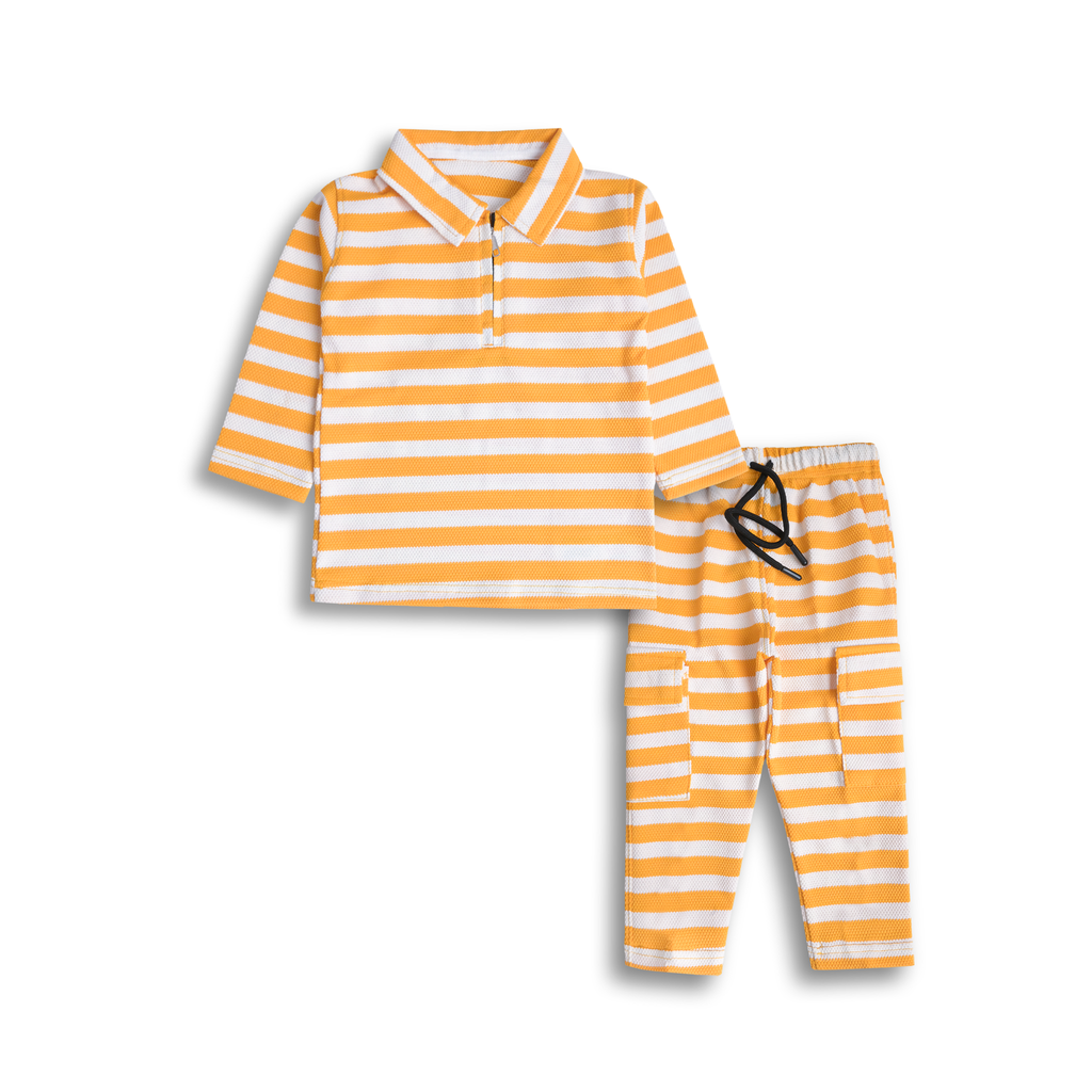 Boys’ Yellow & White Striped 2Pc Set