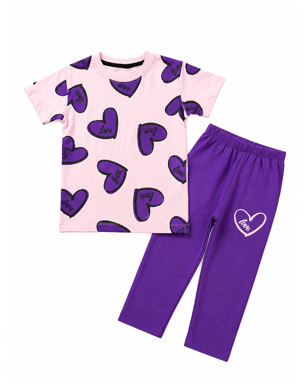 Girls Pink & Purple Heart 2Pc Set