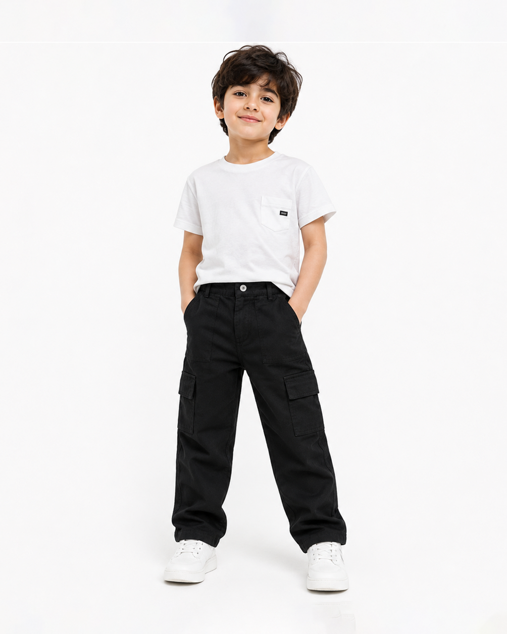 Kids Black Cargo Pants
