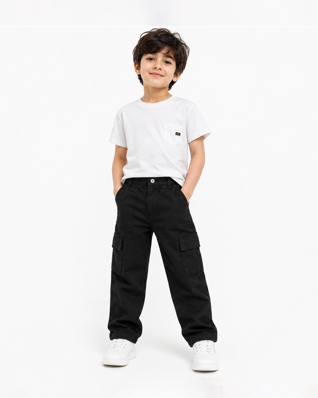 Kids Black Cargo Pants