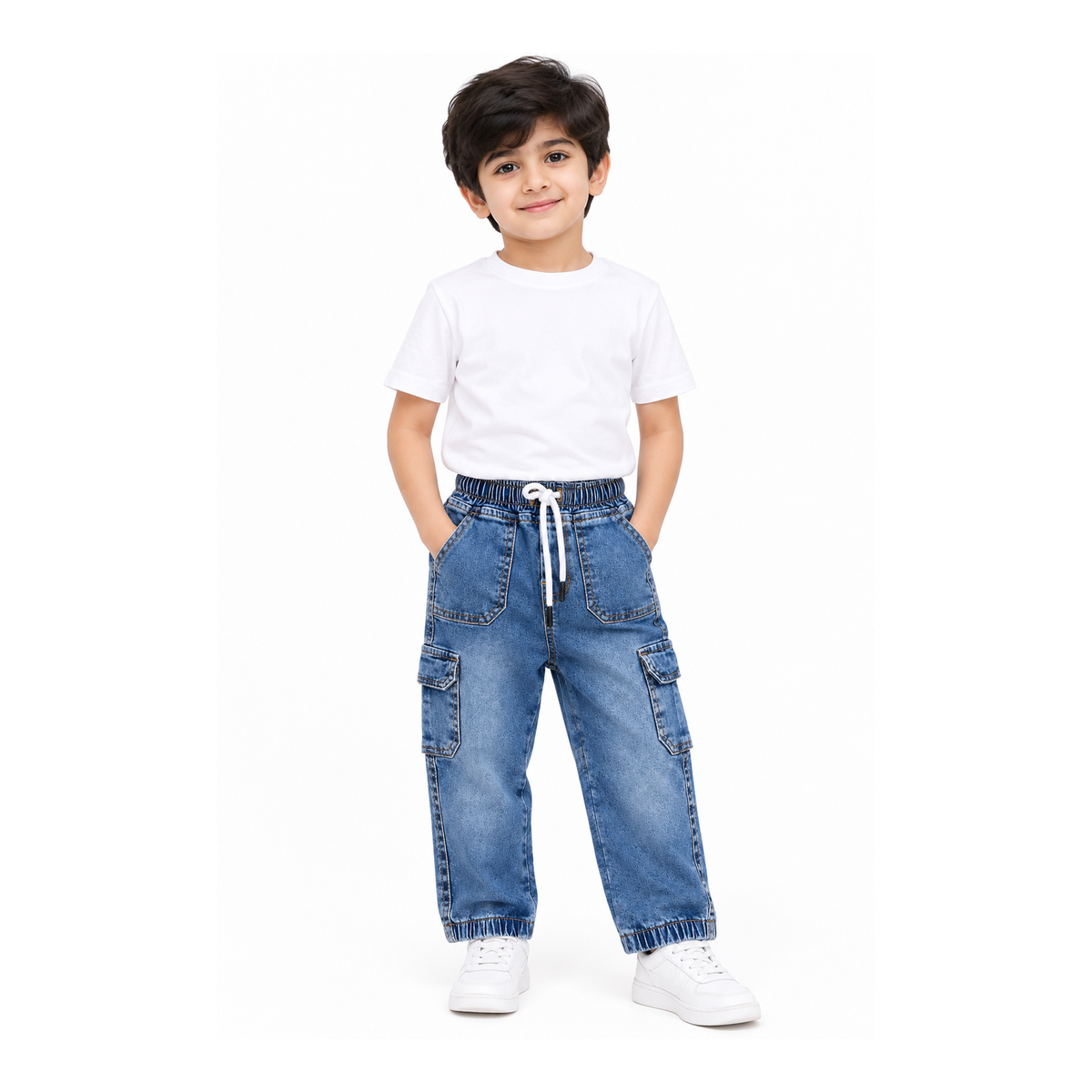 Kids Blue Cargo Denim Pant