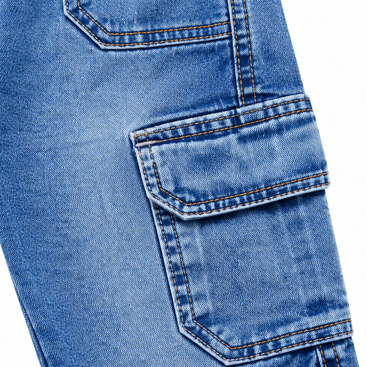 Kids Blue Cargo Denim Pant