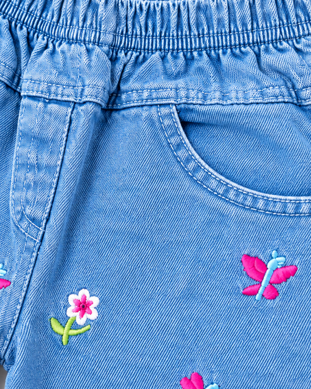 Butterfly Embroidered Wide-Leg Denim Pants