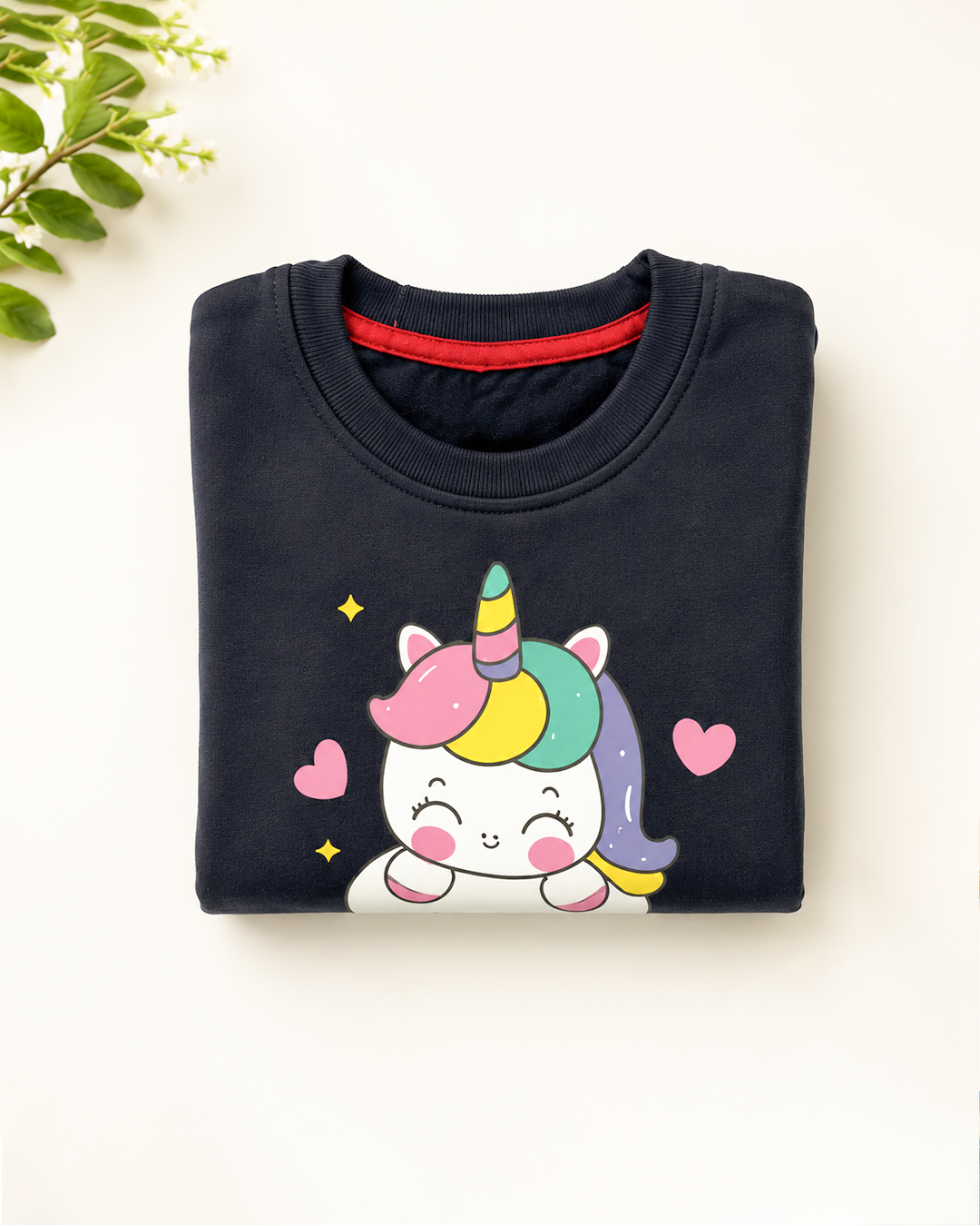 Girls Black Unicorn Sweatshirt