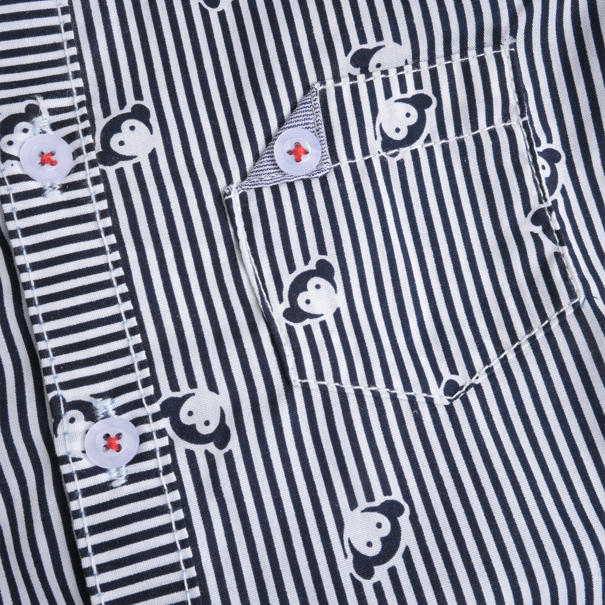 Classic Stripe Monkey Print Short Sleeve Shirt