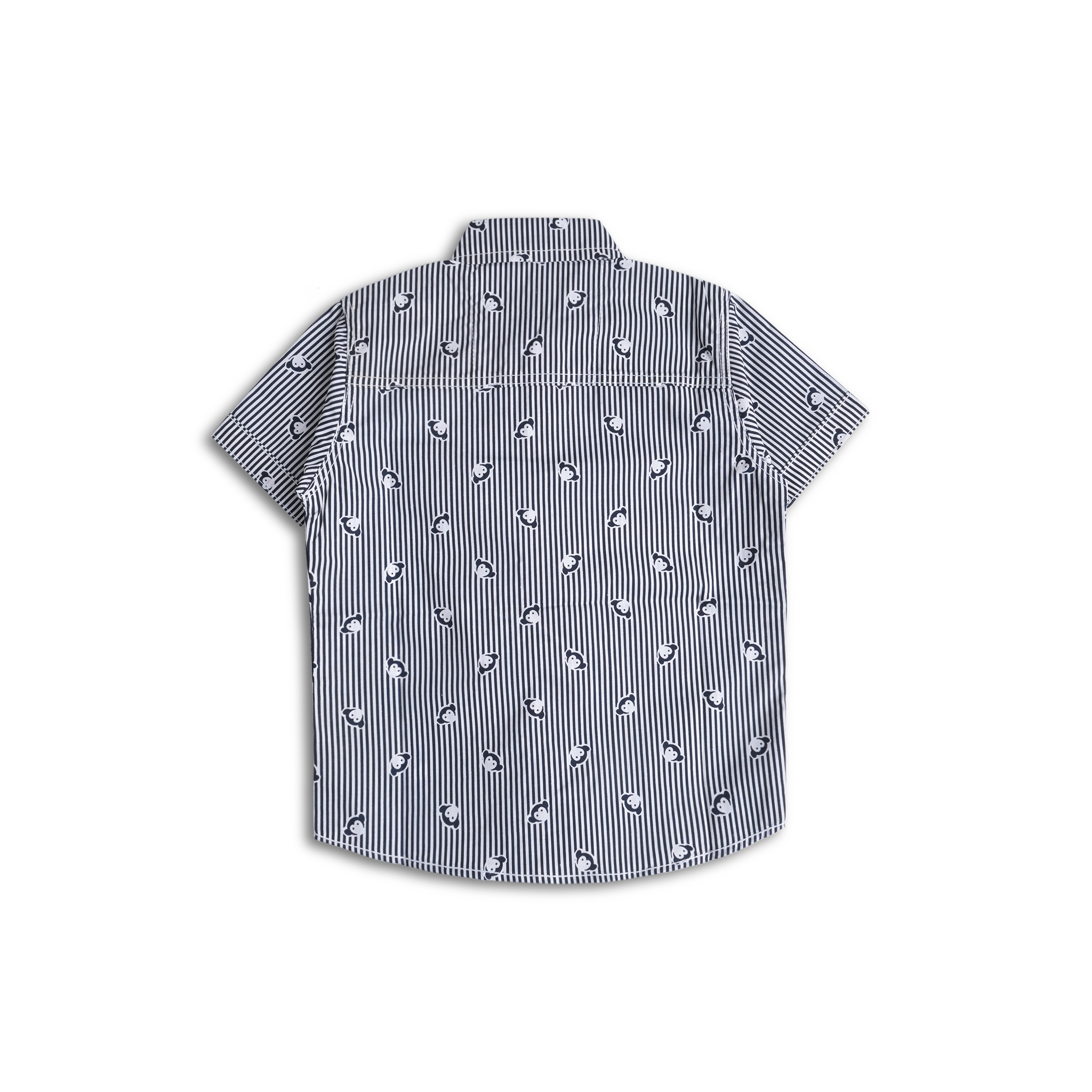 Classic Stripe Monkey Print Short Sleeve Shirt